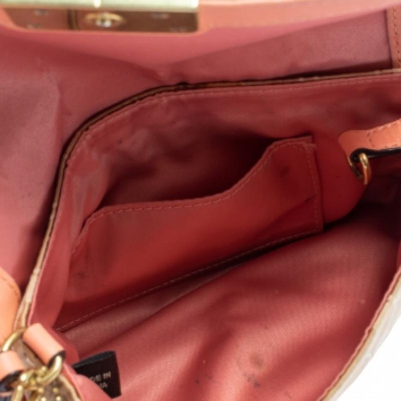 Coach Beige/Orange Signature Canvas and Leather Wristlet Clutch For Sale 3