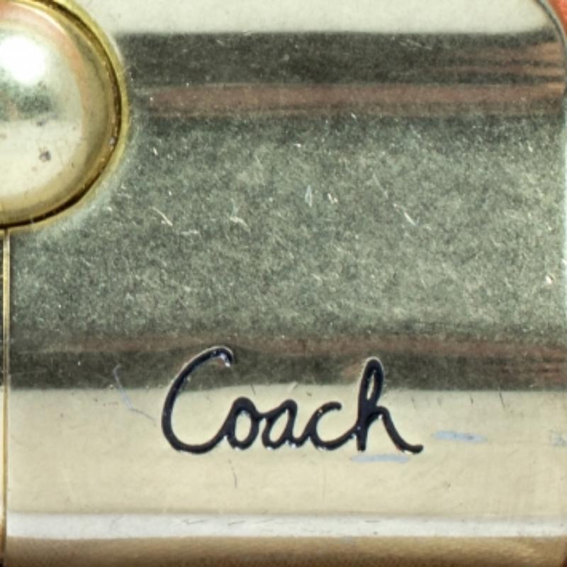 Coach Beige/Orange Signature Canvas and Leather Wristlet Clutch For Sale 4