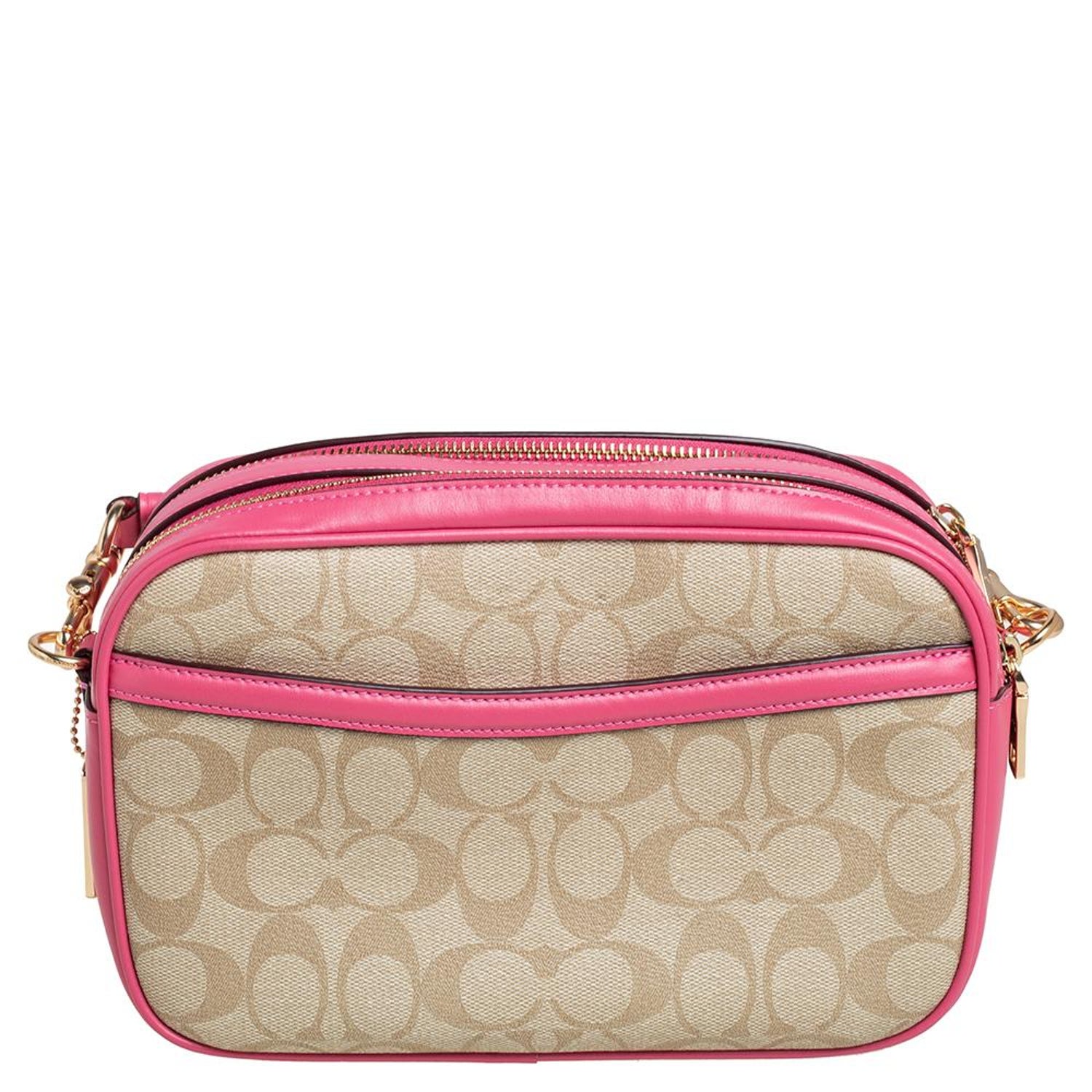 Coach Beige/Pink Signature Coated Canvas and Leather Jes Crossbody Bag at  1stDibs
