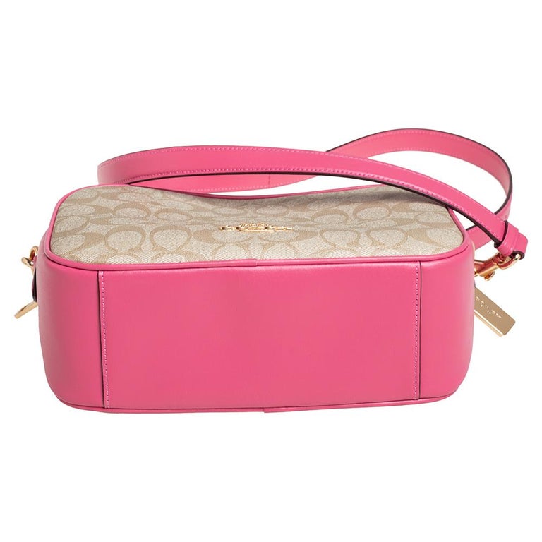 COACH F72704 Jes Leather Pink Burgundy Colorblock shoulder crossbody  bag/purse