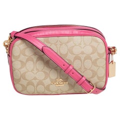 Coach Beige/Pink Signature Coated Canvas and Leather Jes Crossbody Bag