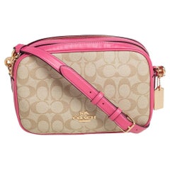 Coach Beige/Pink Signatur Jes Umhängetasche aus beschichtetem Segeltuch und Leder