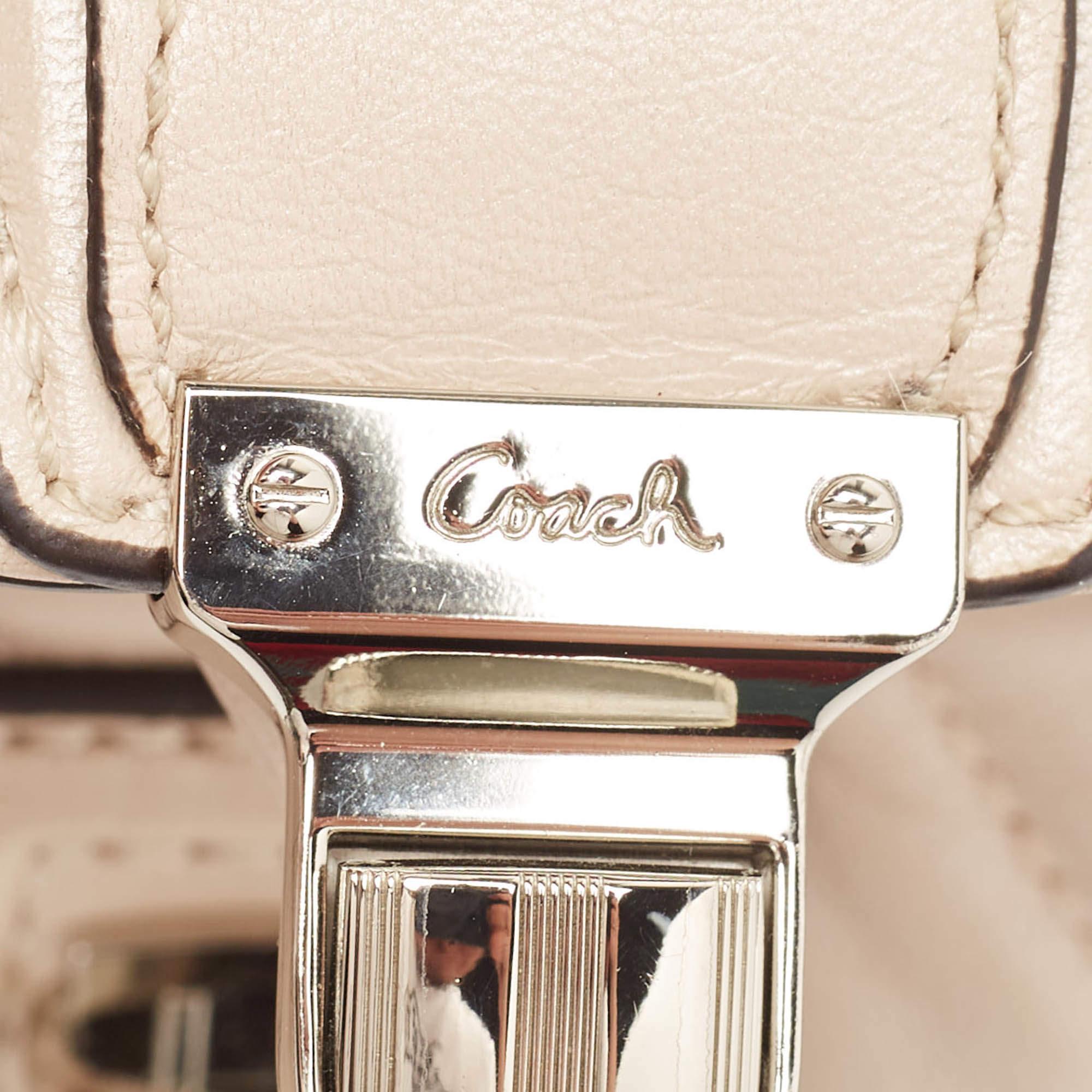 Coach Beige Quilted Leather Push Lock Crossbody Bag For Sale 1