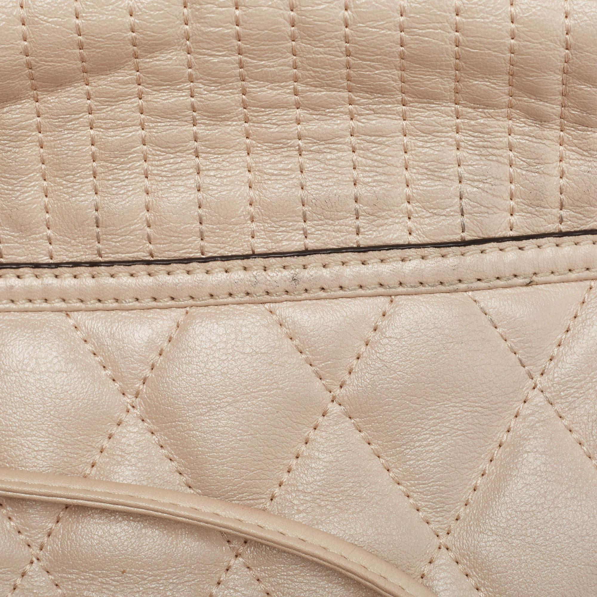Coach Beige Quilted Leather Push Lock Crossbody Bag For Sale 2