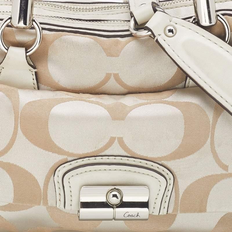 Coach Beige Signature Canvas and Leather Buckle Satchel 1