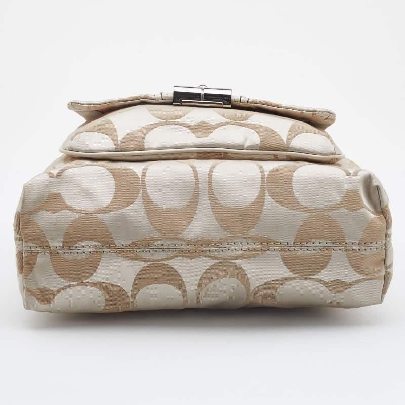 Coach Beige Signature Canvas and Leather Buckle Satchel 2