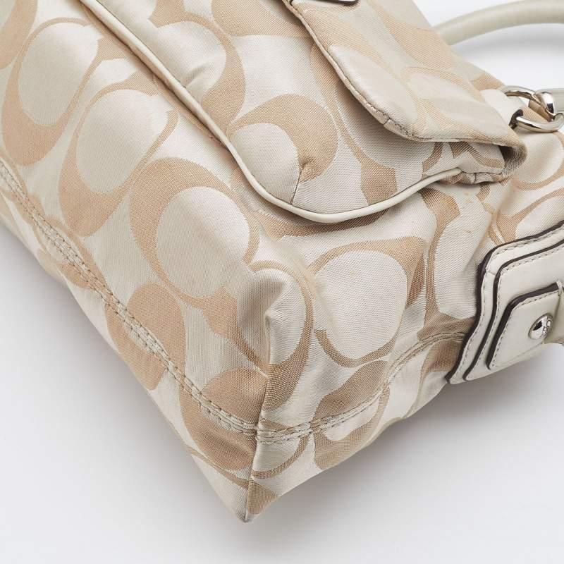 Coach Beige Signature Canvas and Leather Buckle Satchel 5
