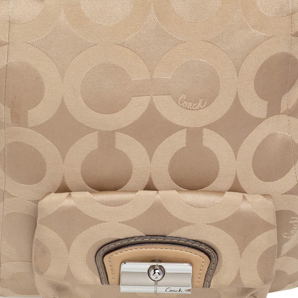 Coach Beige Signature Canvas And Leather Hobo 1
