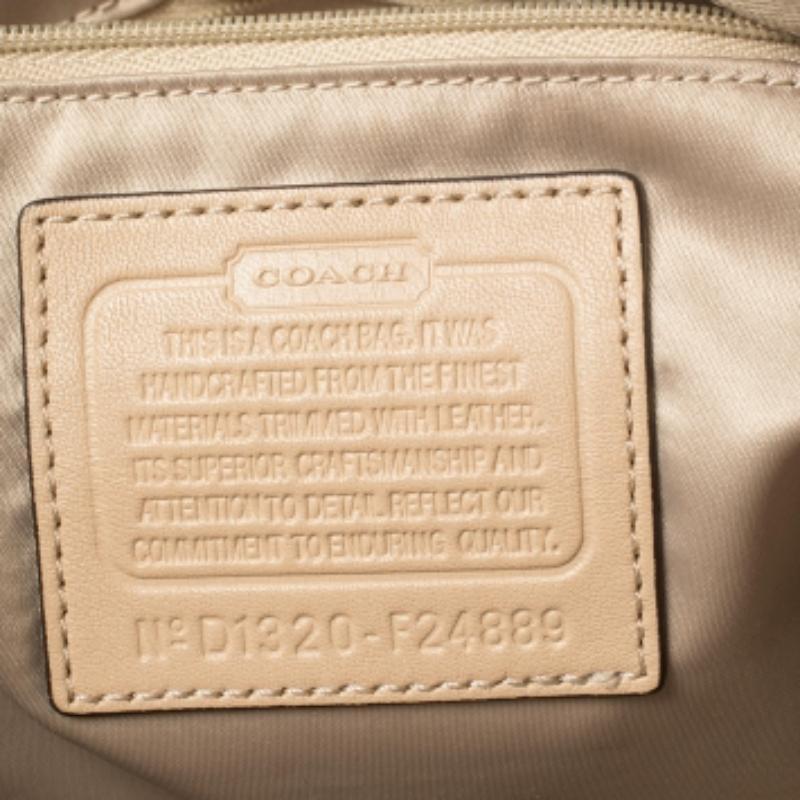 Coach Beige Signature Canvas And Python Embossed Leather Ashley Tote For Sale 3