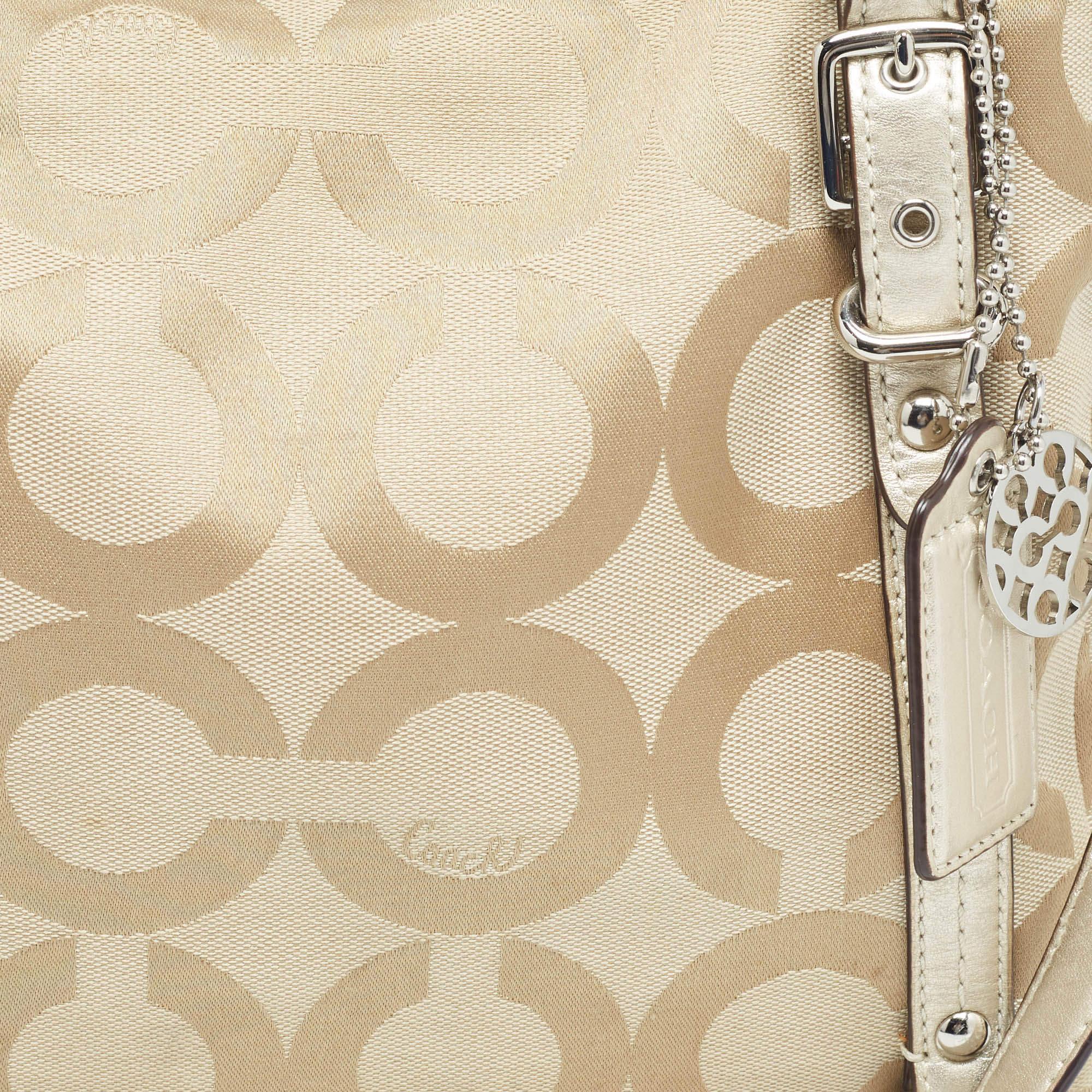 Coach Beige Signature Canvas Shoulder Bag For Sale 1