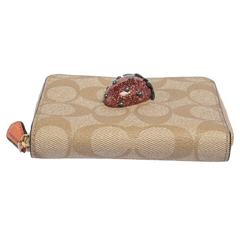 Coach Beige Signature Coated Canvas Strawberry Zip Around Wallet For Sale  at 1stDibs | coach strawberry purse, strawberry coach wallet, coach  strawberry coin purse