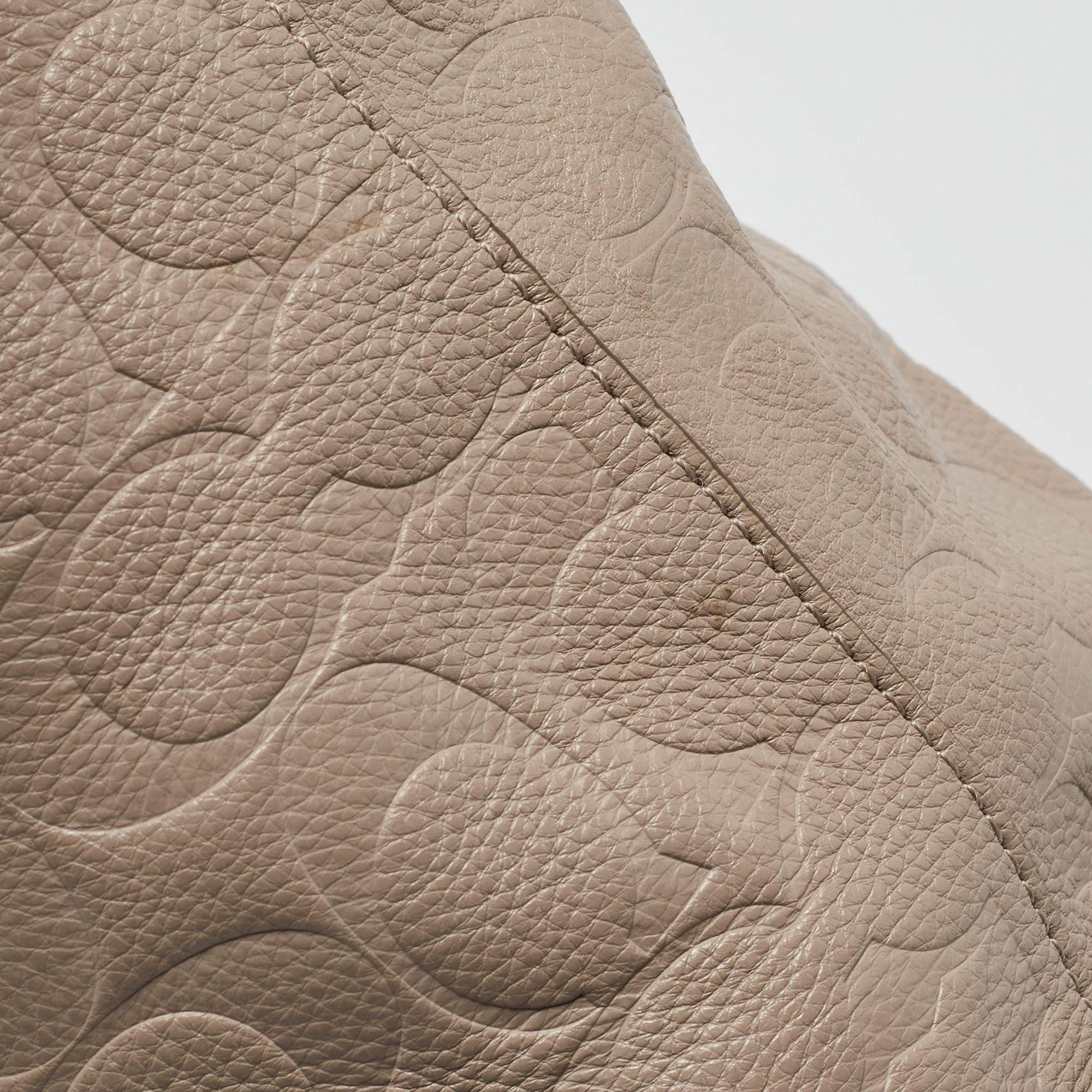 Coach Beige Signature Embossed Leather Bleecker Zip Tote For Sale 3