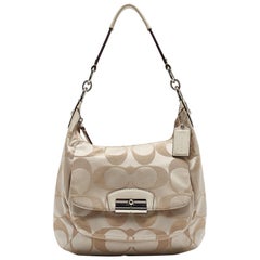 Used Coach Beige Signature Fabric Kristine Hobo