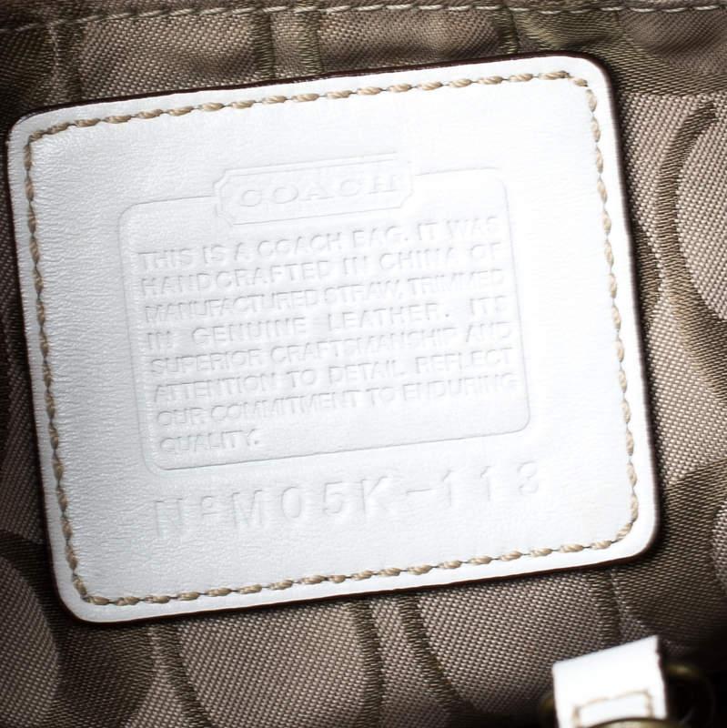 Coach Beige/White Straw and Leather Tote 4