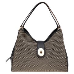 Coach Black/Beige Leather And Fabric Carlyle Madison Shoulder Bag