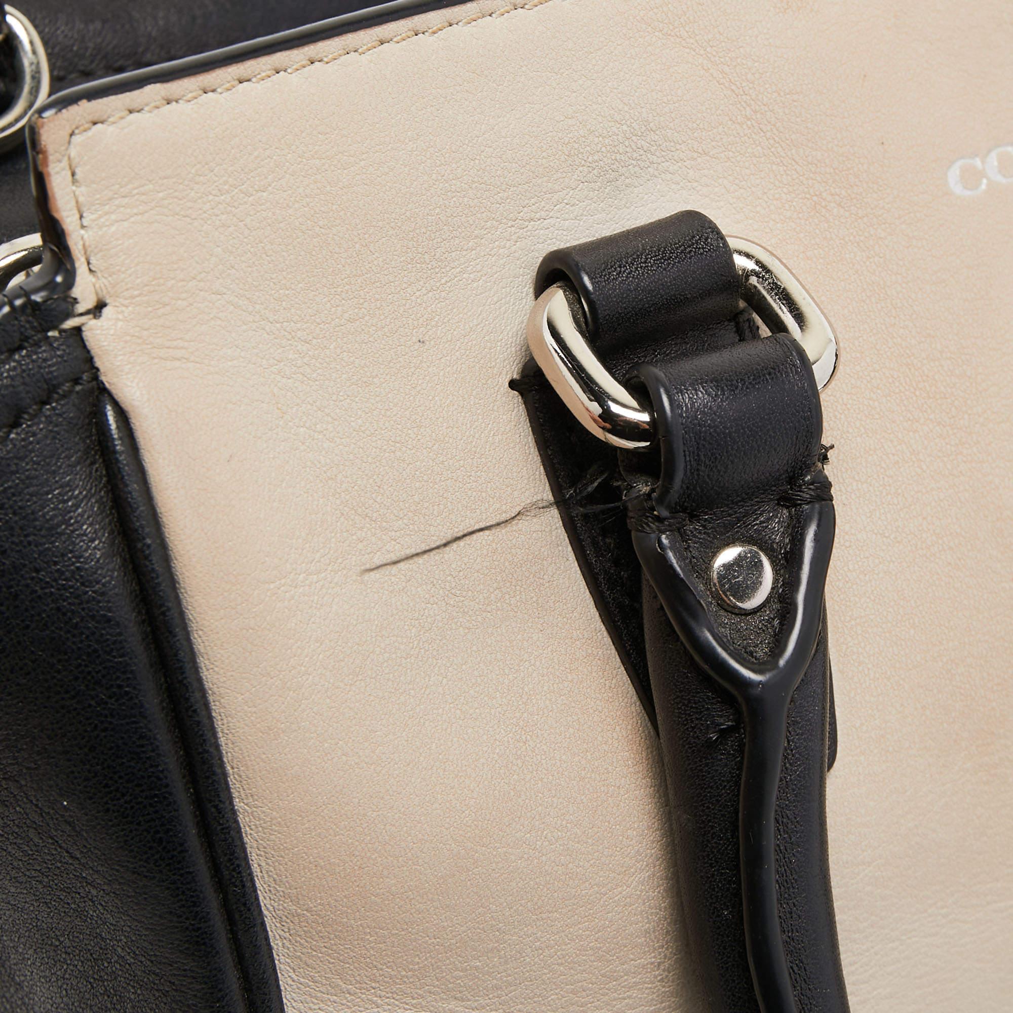 Women's Coach Black/Beige Leather Tassel Tote For Sale