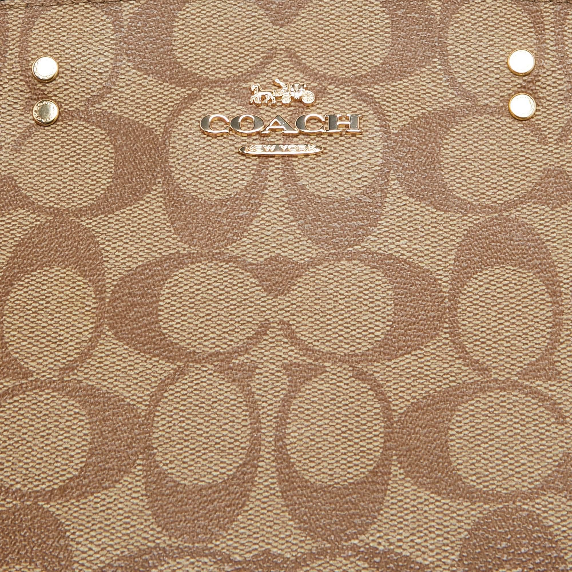 Coach Black/Beige Signature Coated Canvas and Leather Lillie Satchel 1