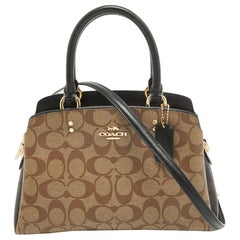 Coach Black/Beige Signature Coated Canvas and Leather Lillie Satchel