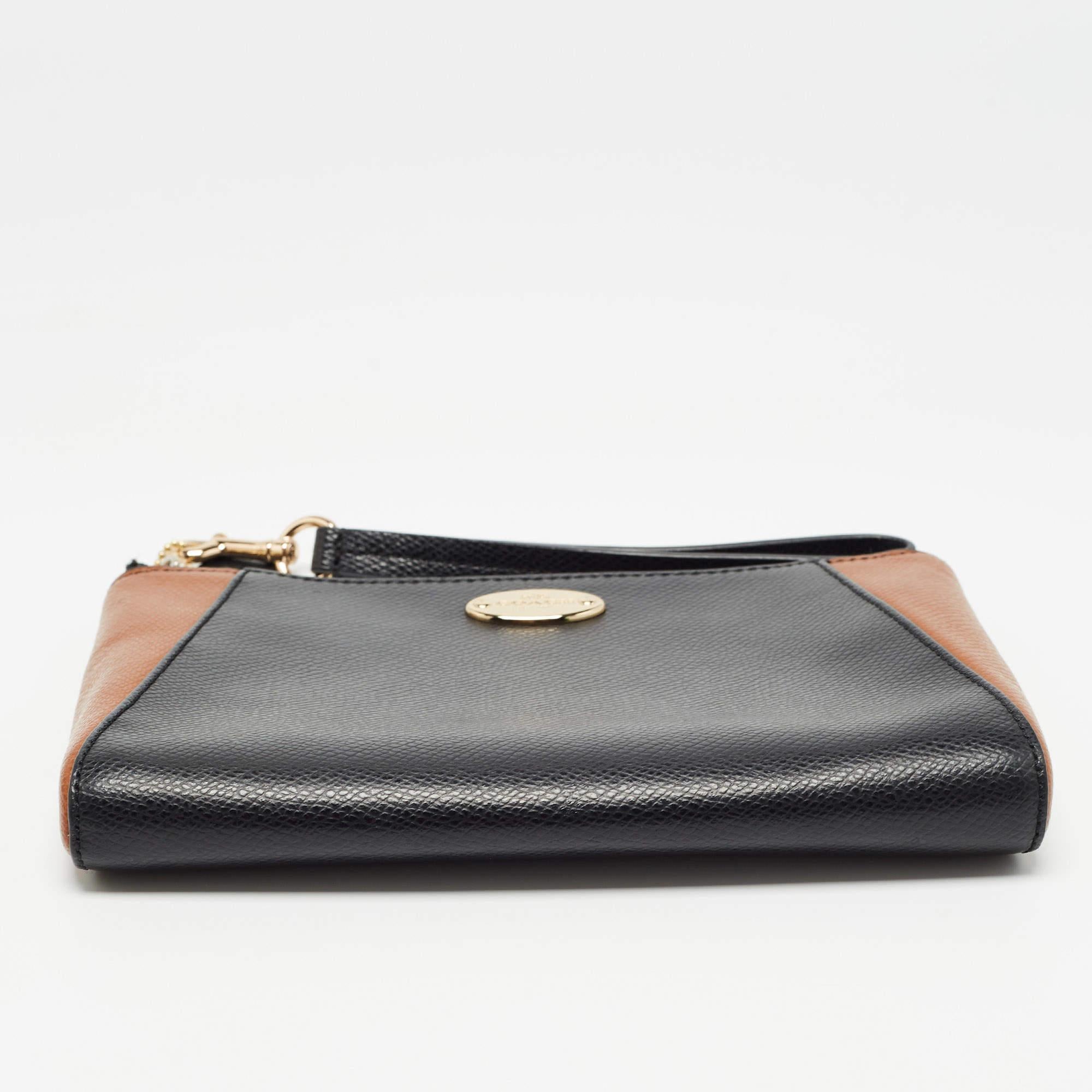 Coach Black/Brown Leather Morgan Wristlet Clutch For Sale 2