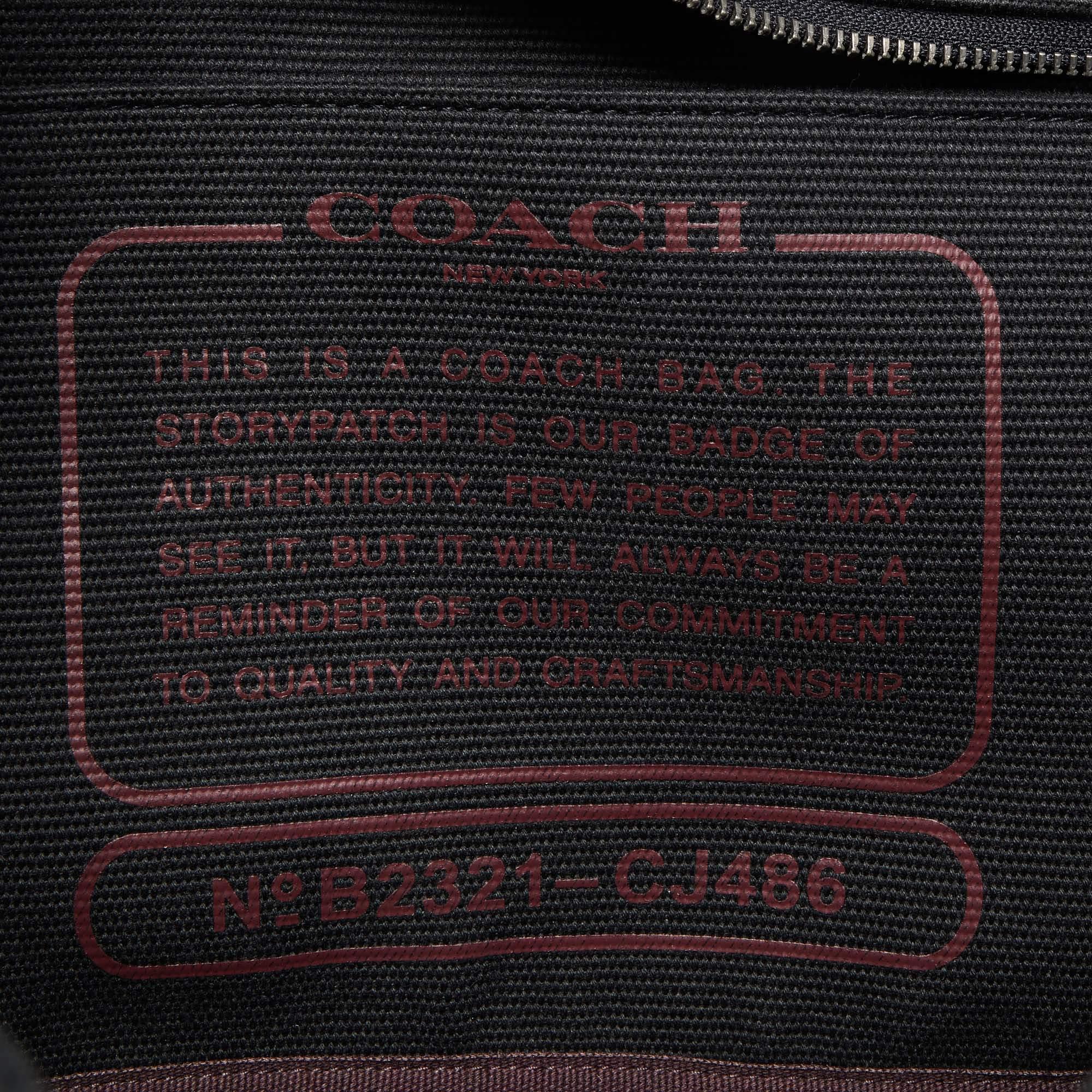 Coach - Fourre-tout 38 en toile et cuir noir/bordeaux en vente 1