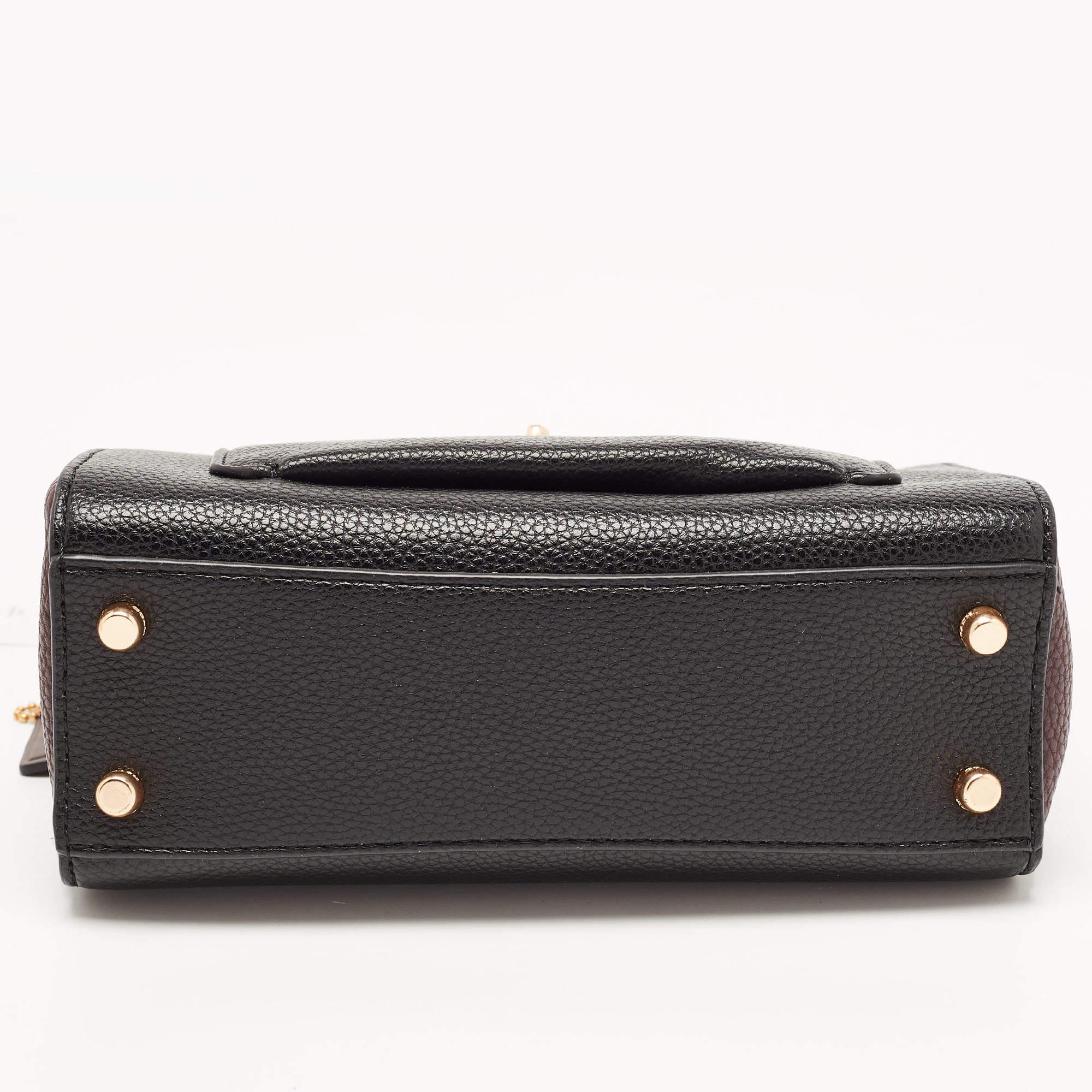 Coach Black/Burgundy Leather Mini Lane Top Handle Bag 6