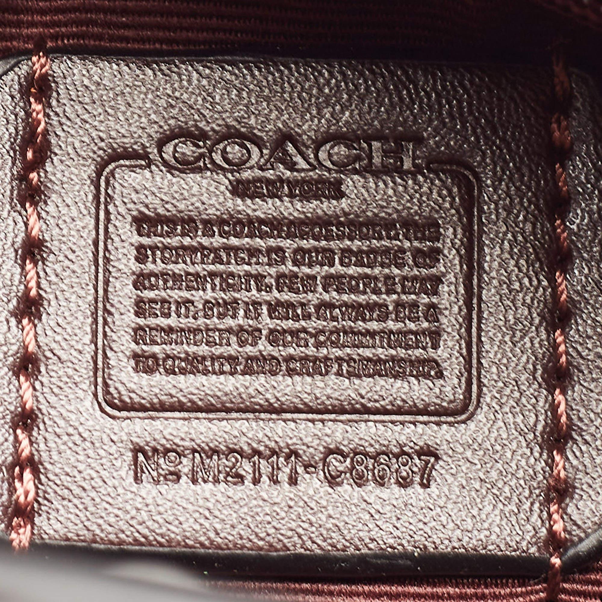 Women's Coach Black/Burgundy Leather Mini Lane Top Handle Bag