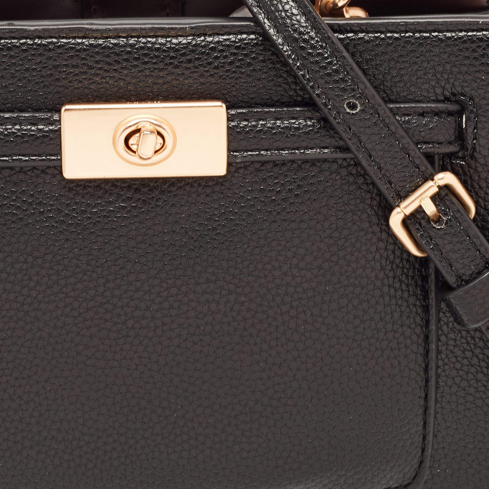 Coach Black/Burgundy Leather Mini Lane Top Handle Bag 3