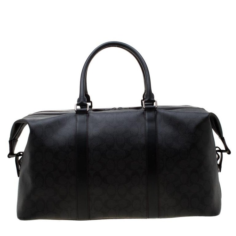 Coach Black/Copper Signature Canvas and Leather Voyager 52 Bag For Sale