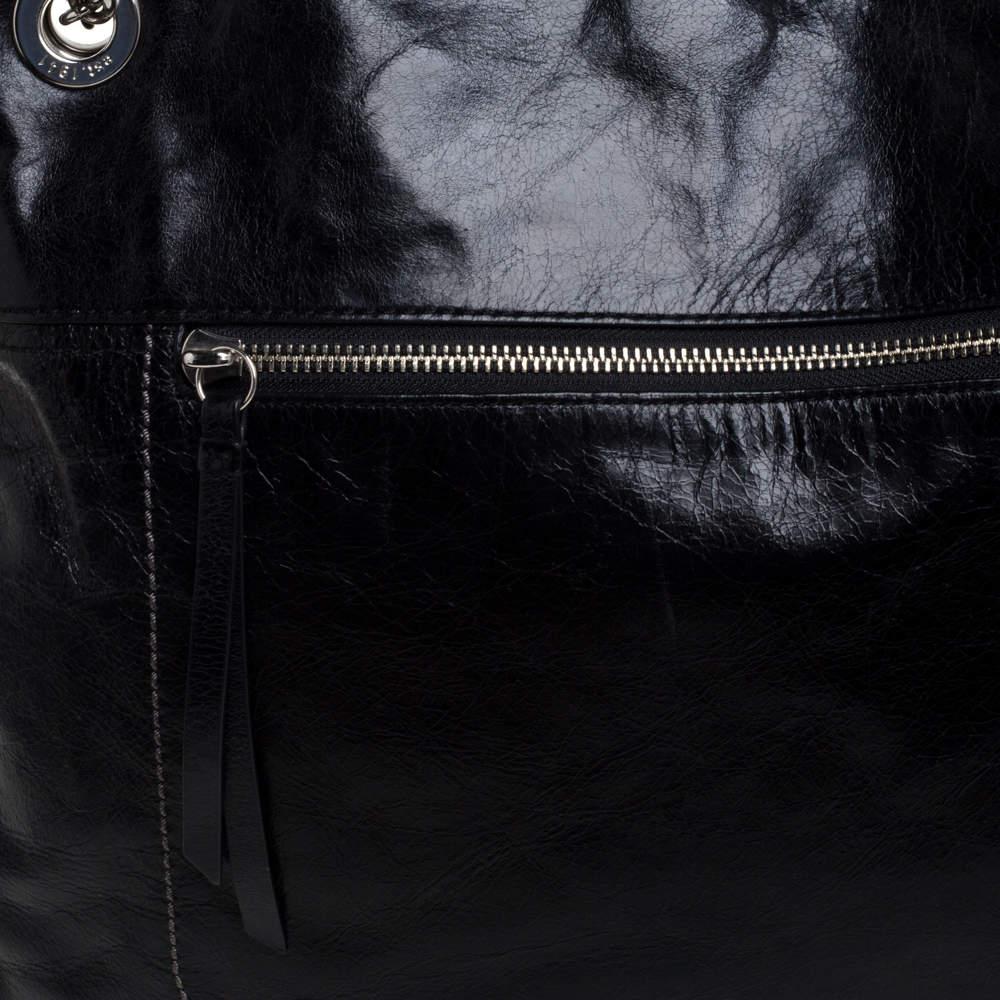 Coach Black Crackled Leather Chain Tote 1