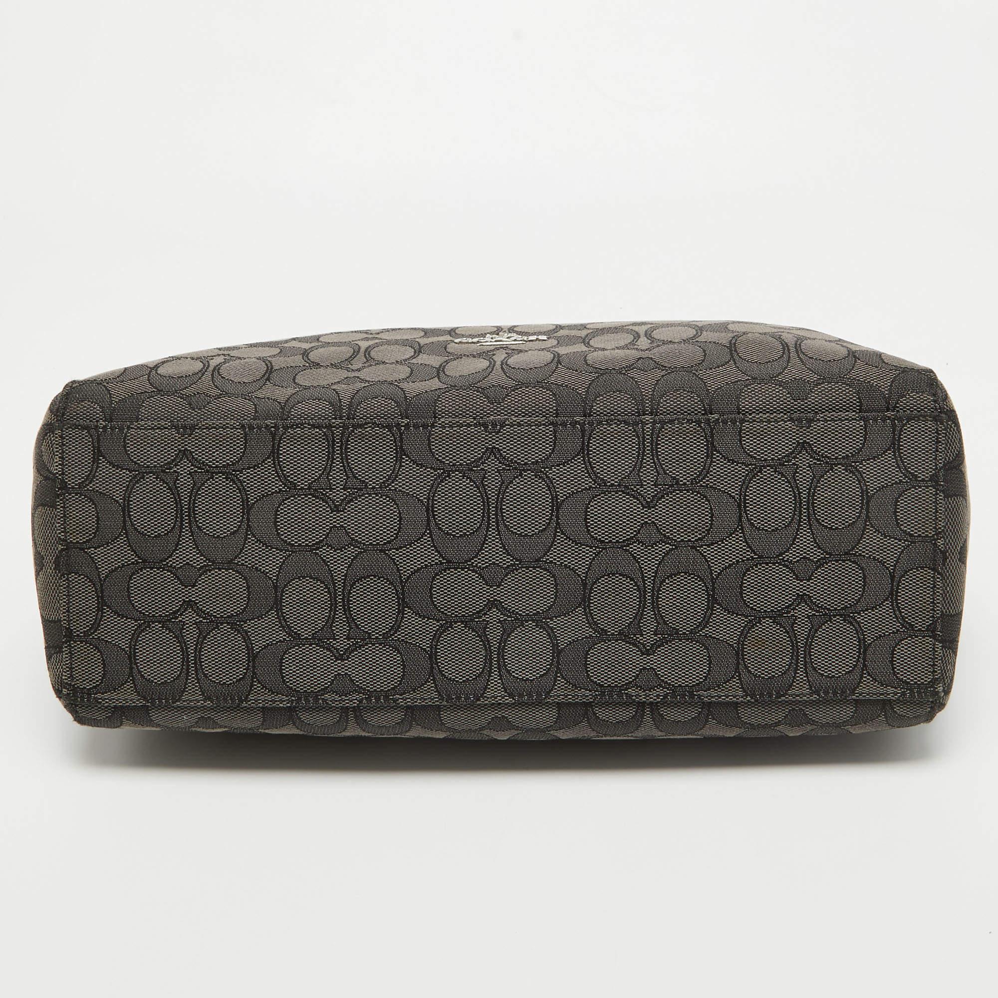 Coach Black/Dark Grey Signature Canvas East West Celeste Hobo 3