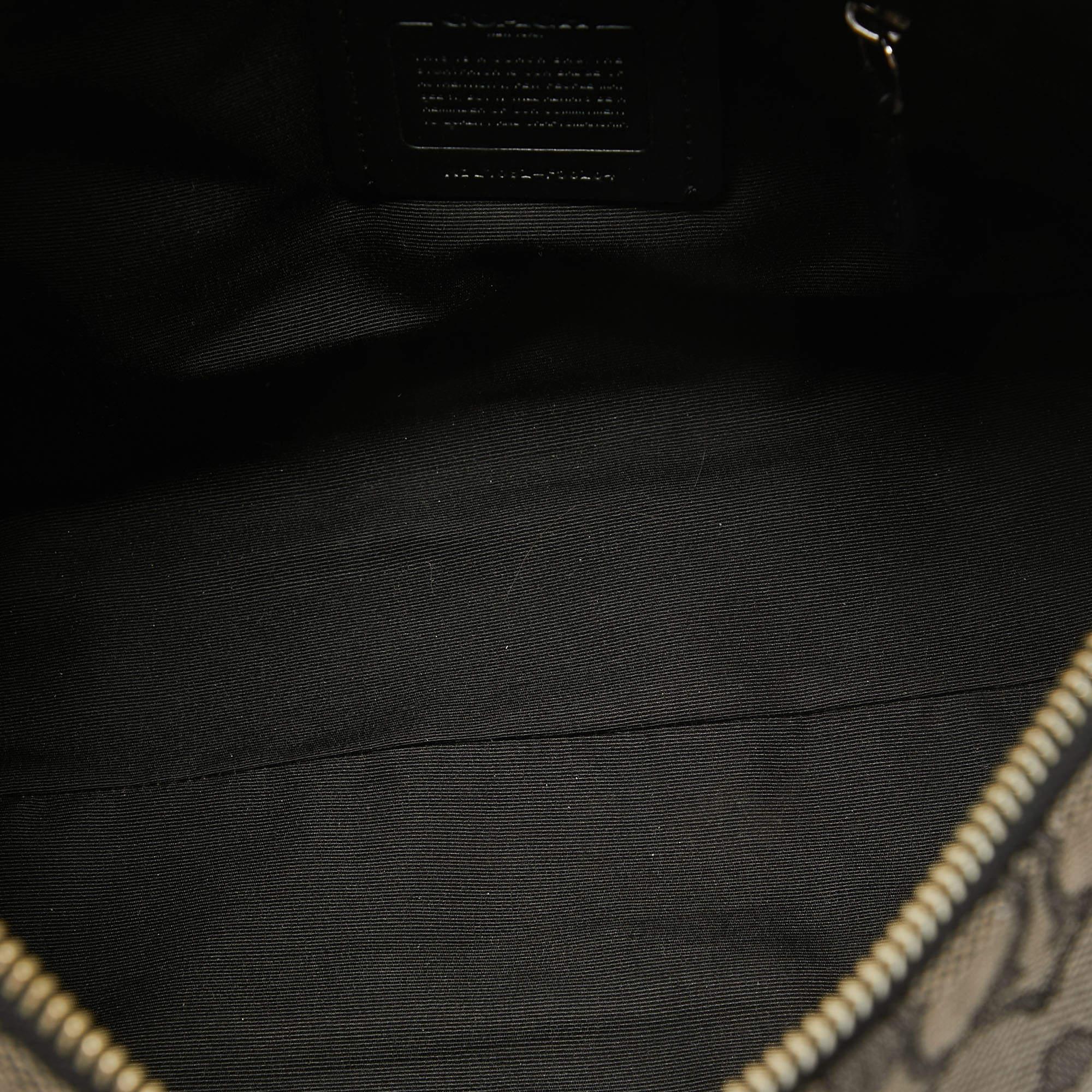 Coach Black/Dark Grey Signature Canvas East West Celeste Hobo 4