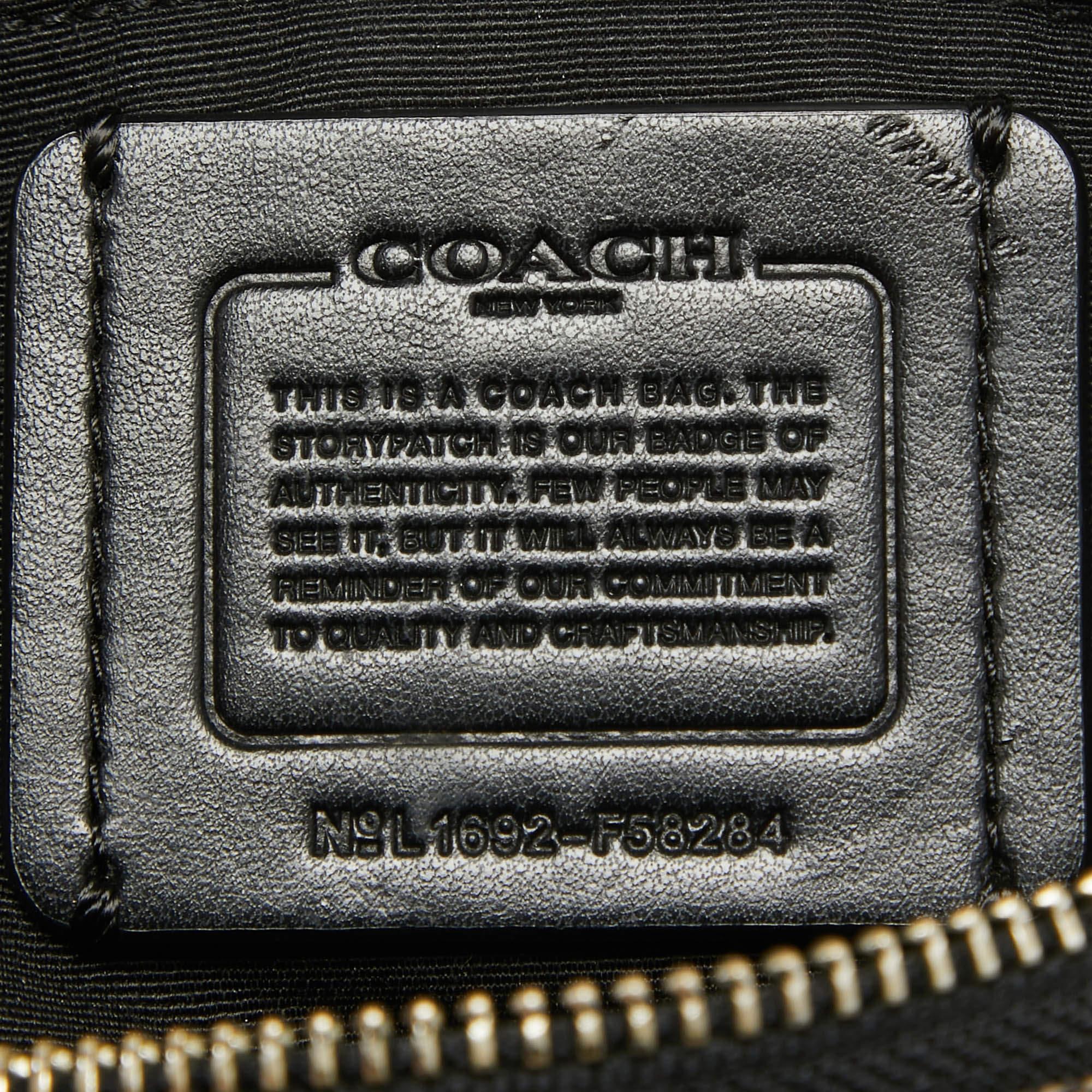 Coach Black/Dark Grey Signature Canvas East West Celeste Hobo 5