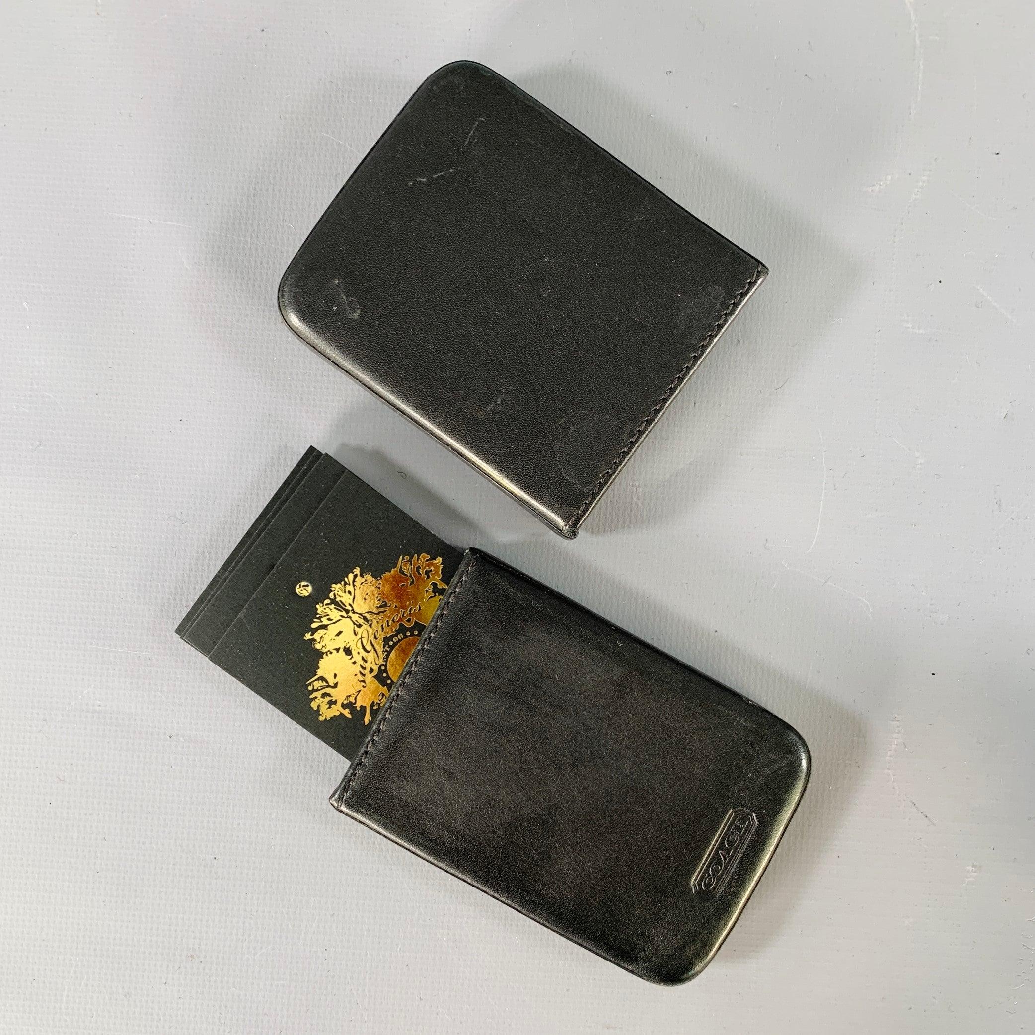 COACH Black Embossed Leather Business Card Case In Good Condition In San Francisco, CA