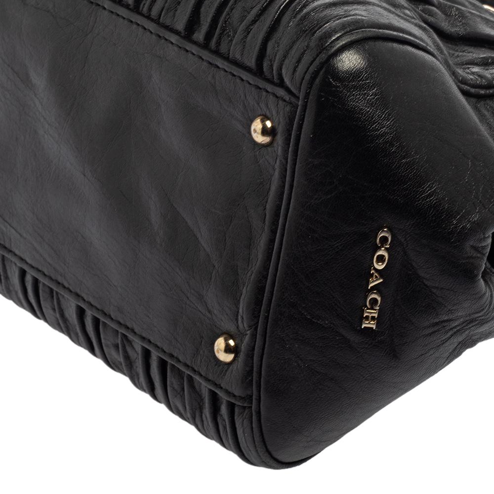 Coach Schwarz Gerafftes Leder Kleine Madison Twist Satchel 2