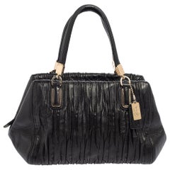 Coach Schwarz Gerafftes Leder Kleine Madison Twist Satchel