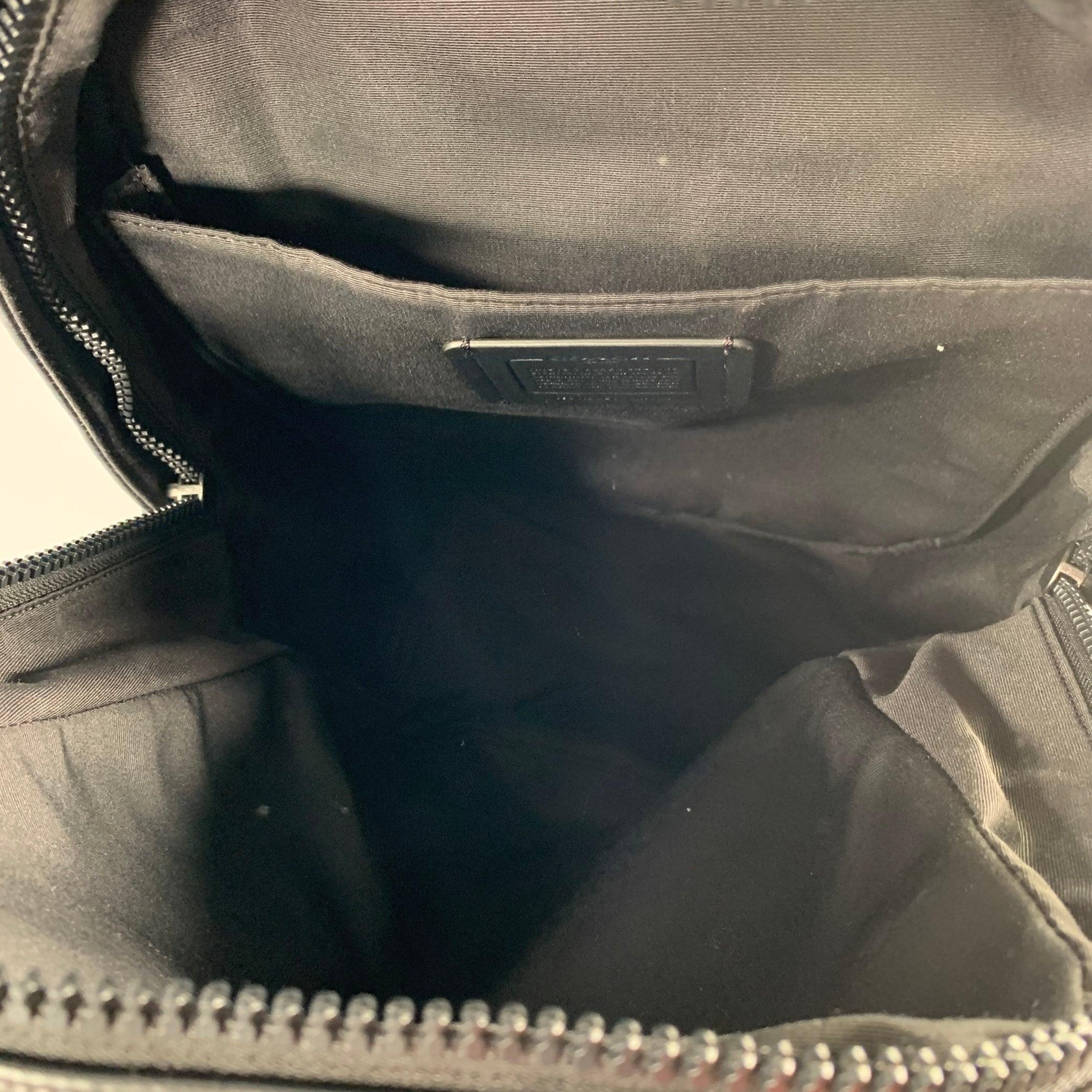 COACH Black Grey Monogram Leather Backpack Bag For Sale 1