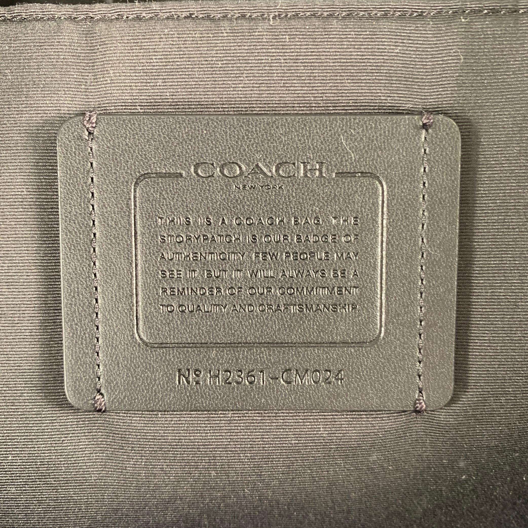 COACH Black Grey Monogram Leather Backpack Bag For Sale 2