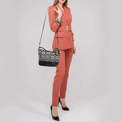 Coach Black/Grey Signature Canvas and Leather Shoulder Bag