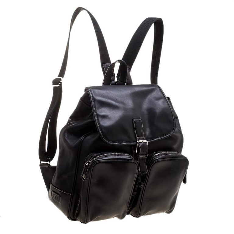 coach black leather backpack mens