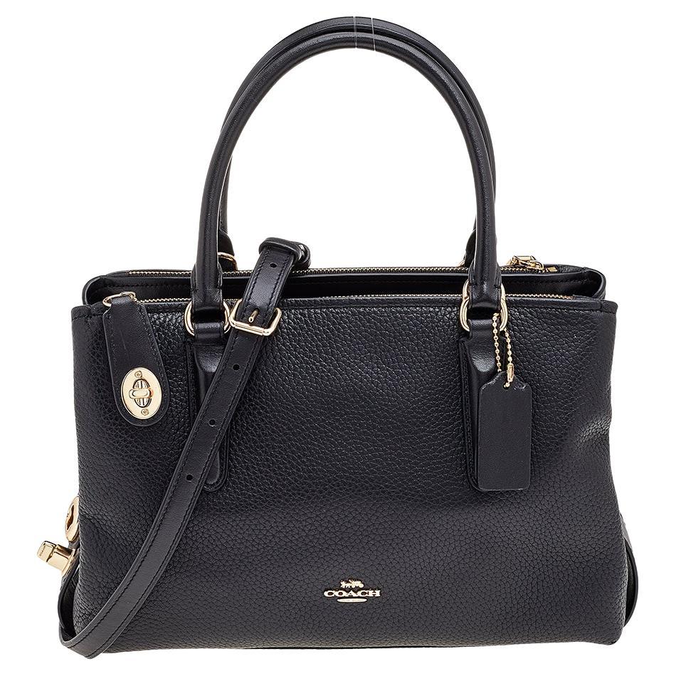 COACH Black Leather Monogram Canvas Tote Bag at 1stDibs | coach ...