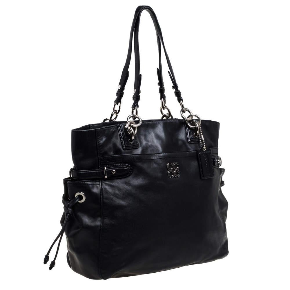 Coach Black Leather Colette Shopper Tote In Fair Condition In Dubai, Al Qouz 2