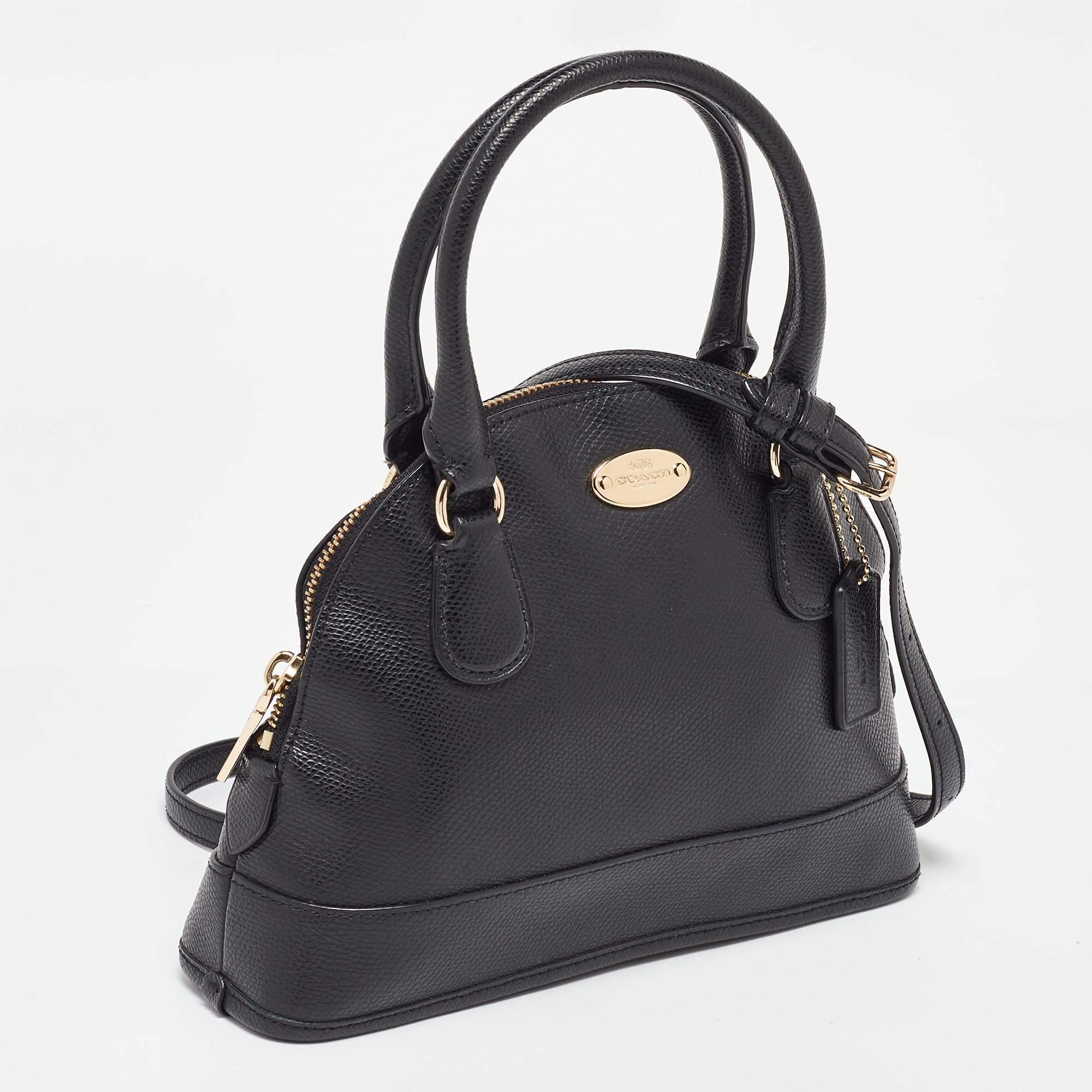 Coach Black Leather Cora Dome Satchel In Good Condition In Dubai, Al Qouz 2