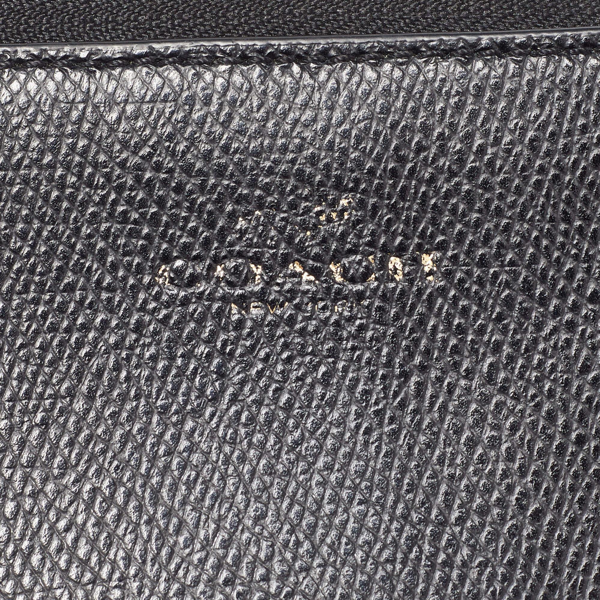 Coach Black Leather Double Zip Around Wallet For Sale 2