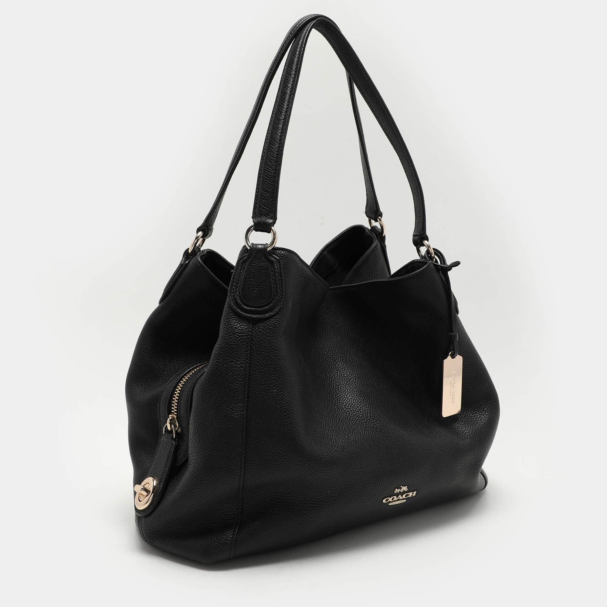 Coach Black Leather Edie 31 Satchel In Fair Condition For Sale In Dubai, Al Qouz 2