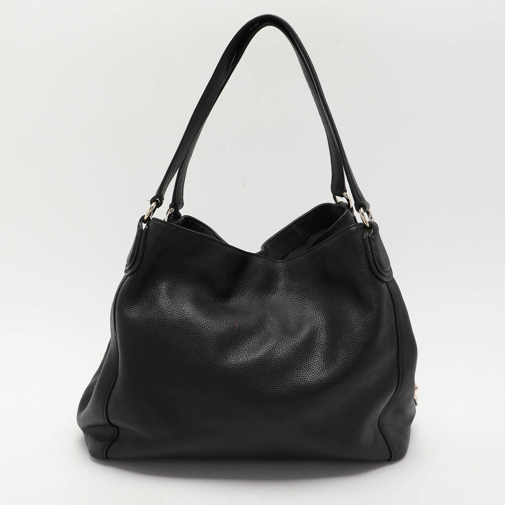 Women's Coach Black Leather Edie 31 Satchel For Sale
