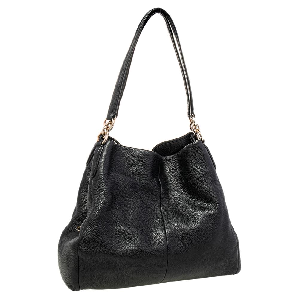 Women's Coach Black Leather Edie Shoulder Bag