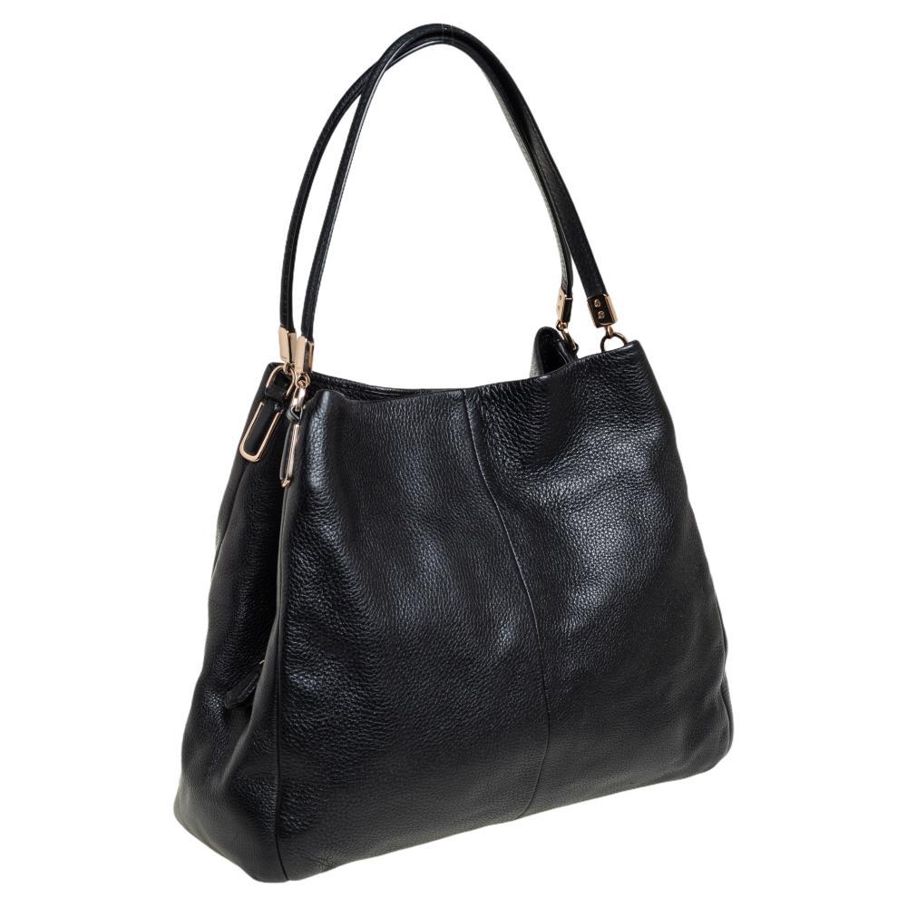 Women's Coach Black Leather Edie Shoulder Bag For Sale