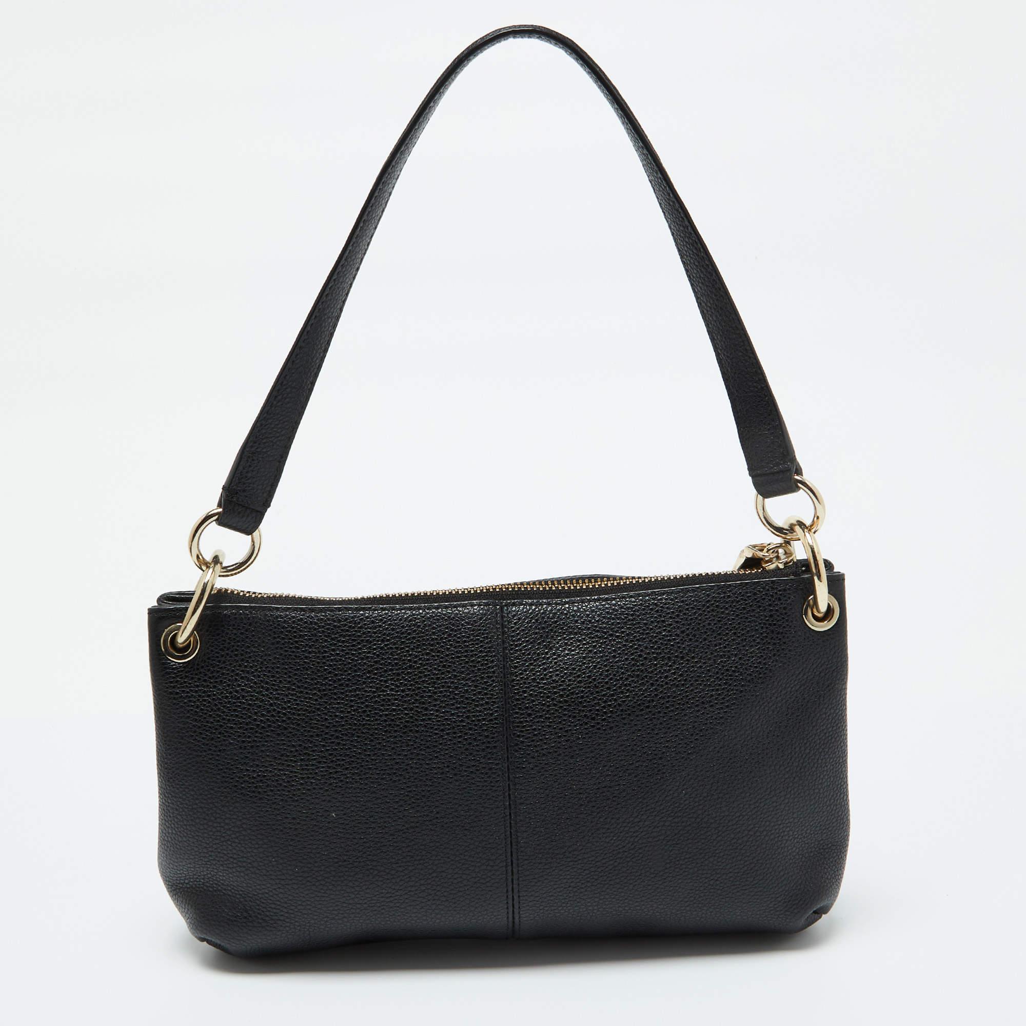 Women's Coach Black Leather Embossed Horse and Carriage Bag