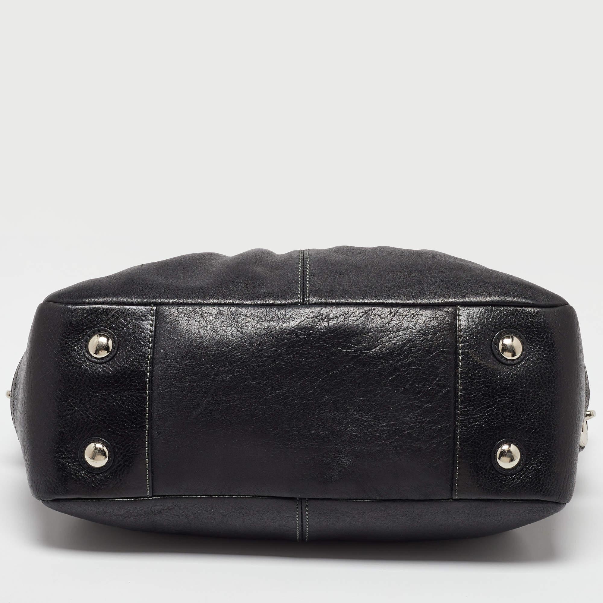 Coach Black Leather Gallery Tote For Sale 3