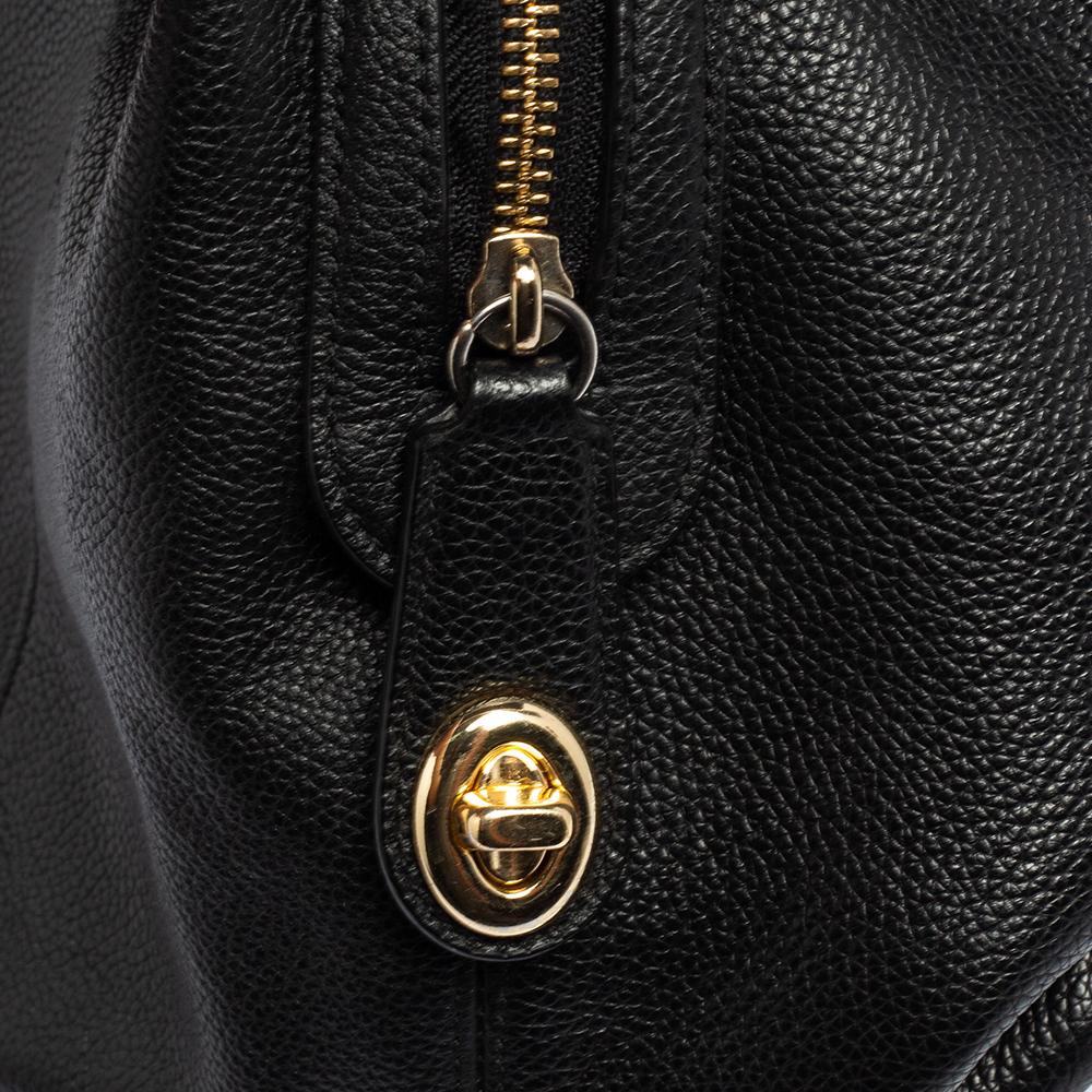 Coach Black Leather Horse Carriage Large Edie Shoulder Bag 1